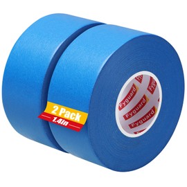 2 Rolls Painters Tape, 36mm x 50m Blue Masking Tape for Painting Decorating Tape UV Resistant for Sharp Lines Edge Treatment Color Separation