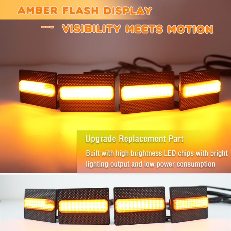 ZDEERAOTO 4pc Smoked Housing Amber LED Front Centra Grille Lights