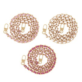 Spldsun Pack of 3 Chain Bag, Bag Chain, Bag Chain, Leather Chain Strap, Metal, DIY for Handbag, Shoulder Bag, Purse, Crossbody Bag (Red, Pink, White)