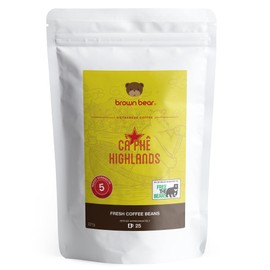 Vietnamese Coffee Beans 227g - Very Strong Dark Roast Vietnam Robusta - Strength 5 - For Coffee Machines & Vietnamese Phin Ca Phe Drip Filter & French Press - Brown Bear - Donation To Free The Bears