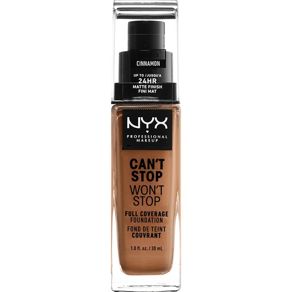 NYX PROFESSIONAL MAKEUP Can't Stop Won't Stop Full Coverage Foundation - Cinnamon, Medium With Neutral Undertone