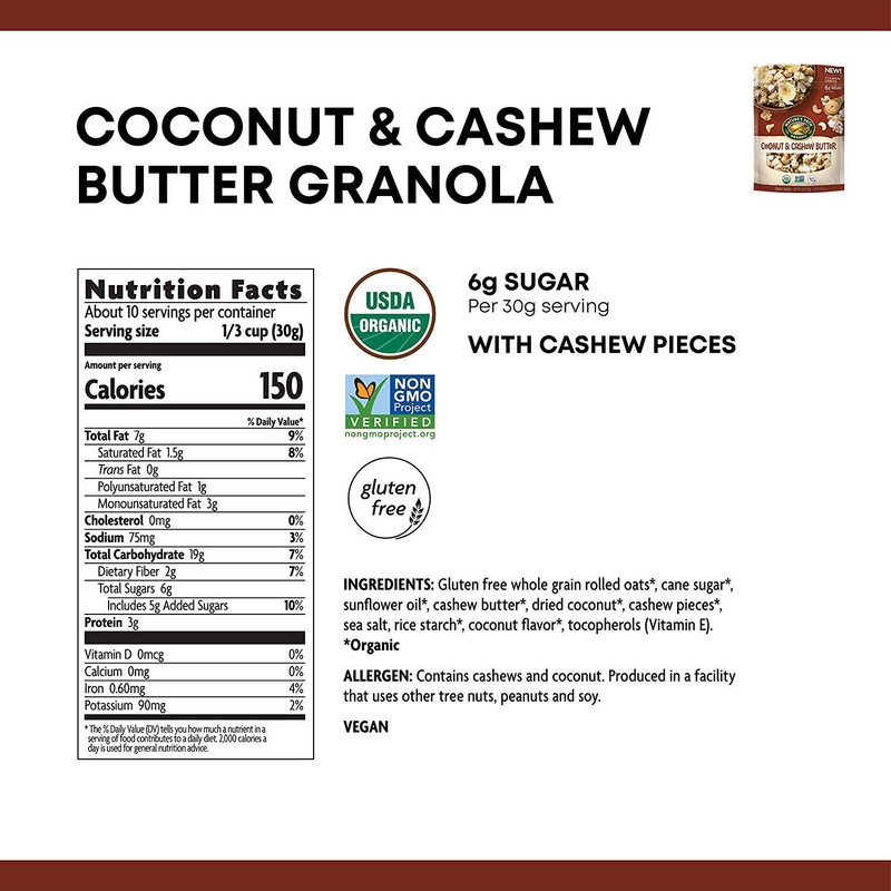 Nature's Path Organic Granola, Coconut & Cashew Butter, 11 Oz