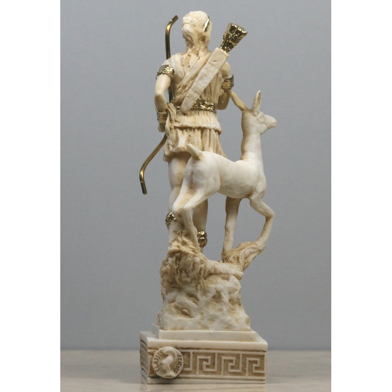 Griechische römische Göttin Artemis Diana Alabaster Statue Skulptur Figur bunt