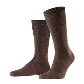 FALKE Airport New Wool Cotton Men's Socks Black White Many Other Colours Reinforced Men's Socks without Pattern Breathable Thick Plain, 1 Pair, Brown (Dark Brown 5450), 39-40