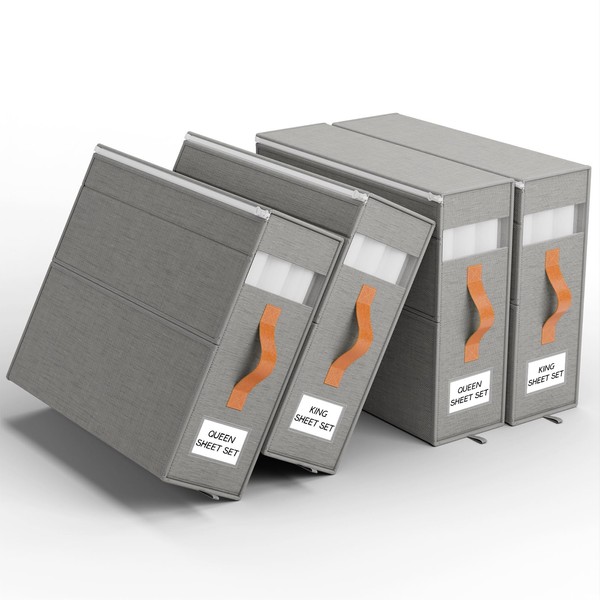 PARANTA Bed Sheet Organizers and Storage, 4 Pack Foldable Linen