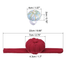 PATIKIL Wrist Pumpkin Pin Cushion, Snap Pin Cushion with Elastic Strap Ring, Portable Embroidery Needle Pin Storage for Crafts, Knitting, Red