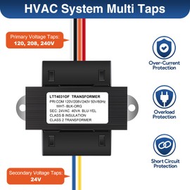Fiada 24V 40VA Control Transformer, 120V to 24V, HVAC Furnace Multi Tap with Foot Mount, 120V 50/60HZ