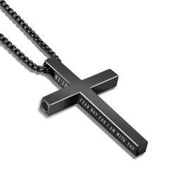 HSM Breathing Necklace for Calm & Focus – Quit Smoking Necklace with Stainless Steel Cross, Scripture Engraved – Stylish Anxiety Necklace for Men & Women, Mindfulness Jewelry with Gift Box