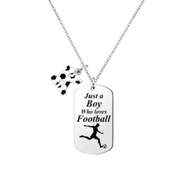 LUXYSODE Football Initial A-Z Necklace Football Gifts For Boys Football Gifts Football Necklace Football Players Gift Just A Boy Who Loves Football (K)
