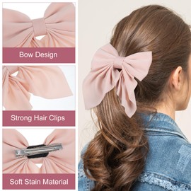 6Pcs Hair Bows for Women, Bow Hair Clips, Hairs Bows for Girls, Neutral Colors Bow Hair Ribbon, Cute Clips for Women, Hairs Accessories Gifts