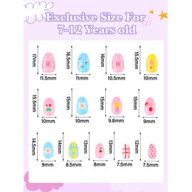 78PCS Kid Press on Nails, EBANKU 3 Pack Children Fake Nail Kit Full Cover Short False Fingernails with Nail Glue for Girl Nail Decoration (Colorful Polka Dots Flowers)