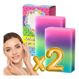 Jabón Blanqueador Tailandés Arcoíris Exfoliante Frutal 2pz F
