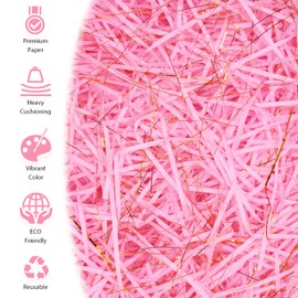 200 g Raffia Filling Material Gift Hamper Shred Shred Paper Gift Filling for Party Hamper Filling and Gift Packaging for Gift Box Decorations (Pink Gold)
