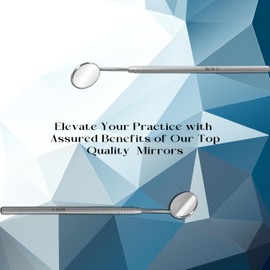 MJW Dental Mirror Front Surface with Handle 2 PCS Set Tooth Mirror Dental Stainless Steel Dentist Tools for Teeth Cleaning Inspection Oral Hygiene Mouth Mirror for Daily Use CE