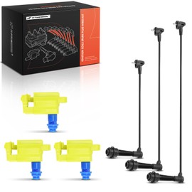 A-Premium 3 Yellow Ignition Coils with 3 Spark plug Wires Compatible with Lexus GS300, IS300, SC300 & Toyota Supra, 1998-2005 L6 3.0L
