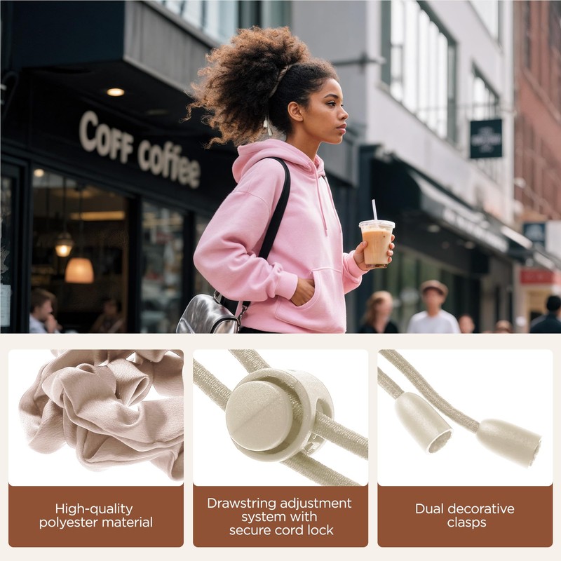 6PCS Adjustable Hair Ties, Afro Puff Satin Hair Tie Elastics
