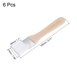 uxcell 1.1" Width Small Paint Brush Nylon Bristle with Wood Handle Painting Tool for Wall, Door, Cabinets, Furniture, Fences, White 6Pcs