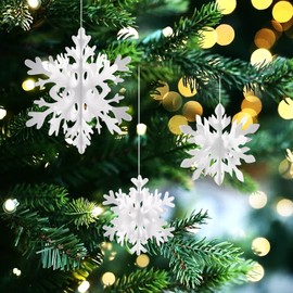 Becellen Pack of 12 Christmas 3D Snowflakes Decoration, White Christmas Tree Decoration, Paper Christmas Tree Snowflake Christmas Decoration for Christmas Party Decoration