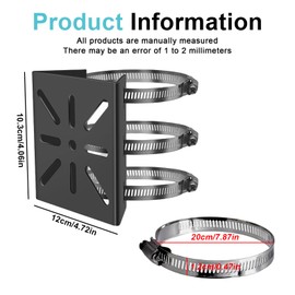 Mast Mount: Vertical Mast Mount 3 Loops Stainless Steel Corner Bracket Mounting Bracket Suitable for CCTV Cameras, IP Cameras (Small Size, Black)