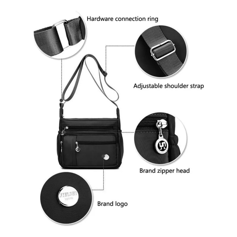 Gran Capacidad Bolso Bandolera Mujer Oxford Negro