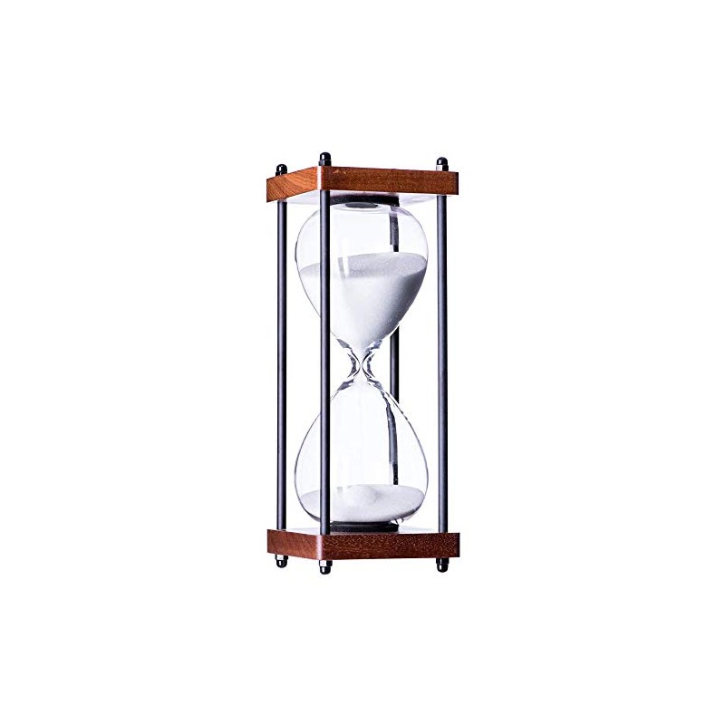 Large Hourglass Timer 60 Minute, Decorative Wooden Sandglass, White