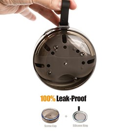 Estuche para dentadura dental, definitivamente sin fugas, caja de baño para viajar perfectamente, taza de dentición con colador y espejo magnético (negro)