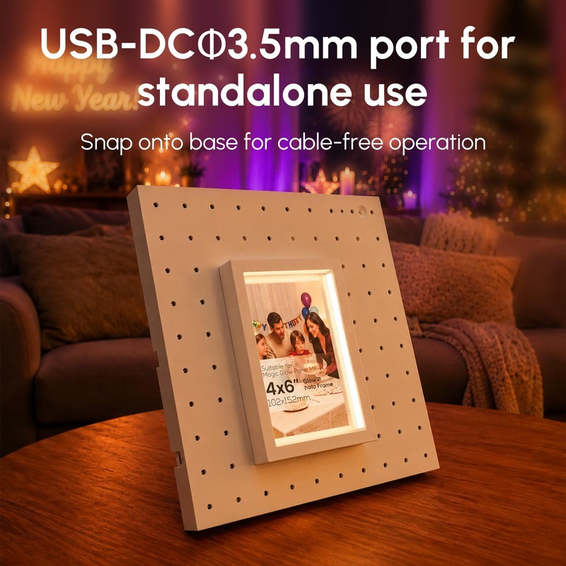 4x6 Inch LED Light Up Photo Frame for Pegboard, Glowing