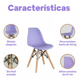 Baby Gaon Set De 2 Sillas Infantiles Diseño Eames Para Etapa Preescolar Color Púrpura Baby Gaon BGEK01