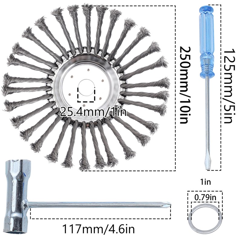 PLAXNS 10 Inch Rotary Steel Wire Brush Cutter Trimmer Head