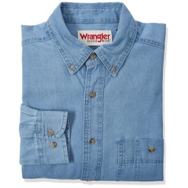 Wrangler Men’s Rugged Wear Basic One Pocket Denim Shirt