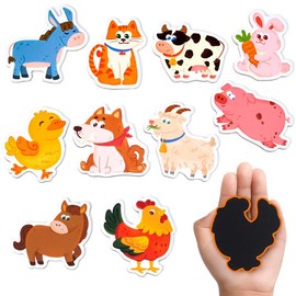 JoyCat Wooden Thick Alphabet Fridge Magnets, Large Size Cute Animals Fruits Colorful ABC Magnetic Letters 26 Uppercase Letters and 0-9 Numbers Toy Set:_Farm - 10 Pcs