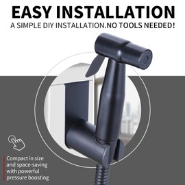 Peisaluo Handheld Bidet Sprayer for Toilet, Features Brass 3-Way Faucet, 59'' Durable Stainless Steel Hose, High-Pressure Spray Nozzle, Ideal for Muslim Shower Practices & General Toilet (Black)