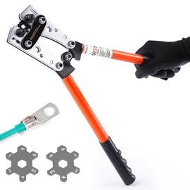 Yangoutool Battery Cable Lug Crimping Tool 1/0,1,2,4,6,8 Awg Gauge Heacy Duty Wire Copper Aluminum Ring Terminal Crimper For Electricians Vehicle Car Repair