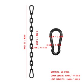 Stainless Steel Gate Chain Lock,2Pcs 4mm Heavy Duty Chain Metal Chains for Hanging,20 Inch Galvanized Steel Welded Link Chain Lift for Fence Gate,Garage Doors,Swing Chain,Bicycle Security Lock,Black