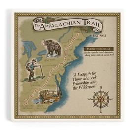 Appalachian Trail Map (Absorbent Ceramic Coaster, Single, Cork Back, Kitchen Table Decor)