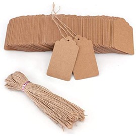 Tosnail 200 Pack Kraft Paper Gift Tags with 200 Root Natural Jute Strings - 4.5cm x 9.5cm