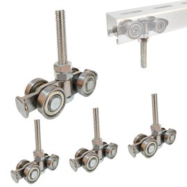 BIAXJUNY 4 Wheel Rolley Assembly， Silent Rollers Wheel for 1-5/8" Wide and All 1-5/8" or Taller Rail Hanging Track, Track Roller Used for Barn or Shed Sliding Doors（4 Pack）