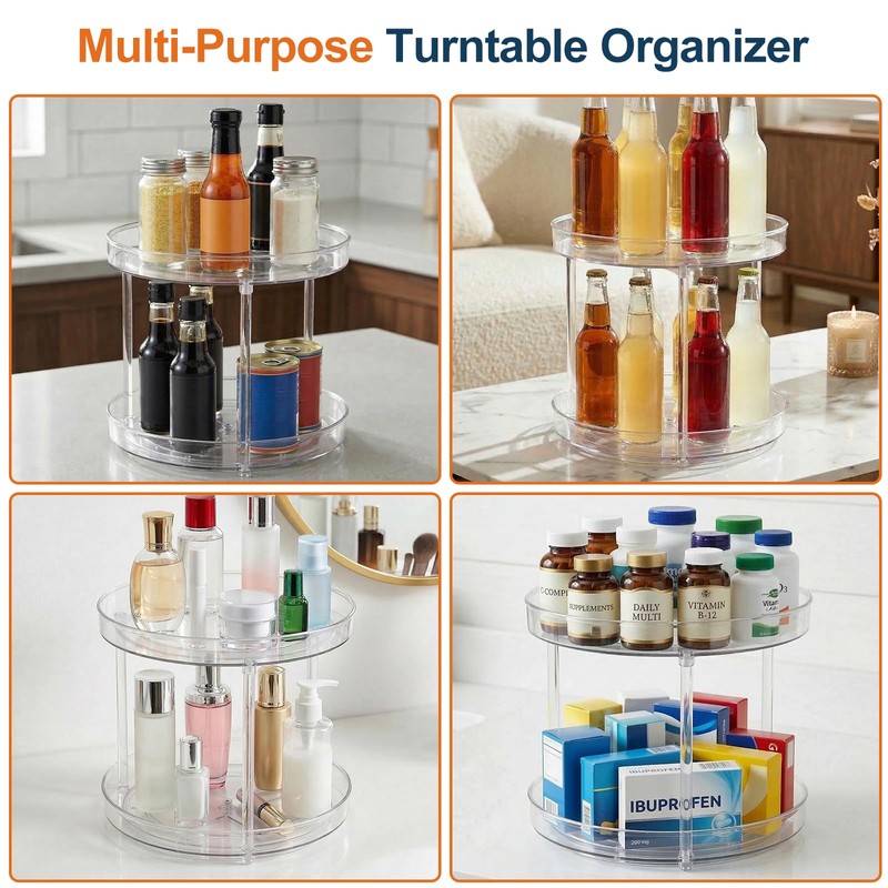 IPENP Vitamin Storage Organizer, 1 Tier 10.3" Rotary Turntable Organizer