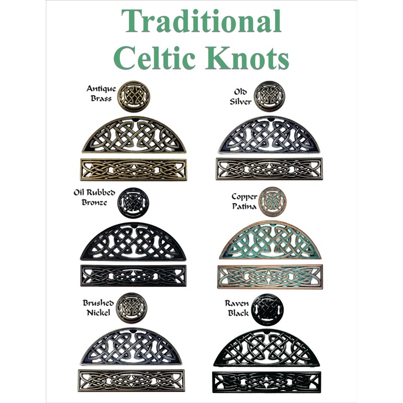 Set of 6 Classic Celtic Drawer Handles in Copper Patina