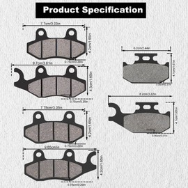 AWSZH Front and Rear Brake Pads fit for Yamaha Rhino 660 YXR660 4x4 2004-2007 Raptor 700 700R YFM700 2006-2012 Rhino 450 YXR450 4x4 2006-2009 Yamaha Raptor 700 YFM700RSE Special Edition 2007 2009-2012