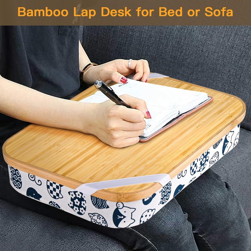 Mayjoy Bamboo Lap Desk with Storage, Cover Removable Lap Desk