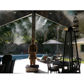 Mistcooling Pre-Assembled, Low Pressure System Patio Misting Kit DIY 84 Feet,UV Treated Nylon, System-84 Feet-24 Nozzles Sys, Beige Color Tubing