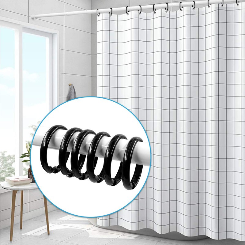 Qulable 12 Packs Circular Shower Curtain Rings, Plastic Curtain O
