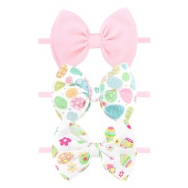 YanJie Easter Hairbands Baby Girl Headbands Pink Baby Headband Cheer Bows Egg Carrots Print Nylon Hairbands Bows Infant Easter Hair Accessories
