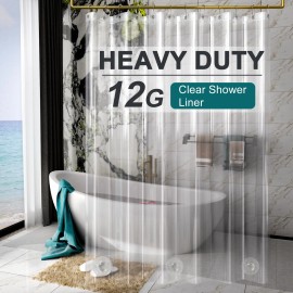 Amazerbath Heavy Duty Shower Curtain Liner, 72 X 96 Inches Clear With