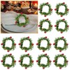Christmas Wreath Napkin Rings Set of 12, Evergreen with Red