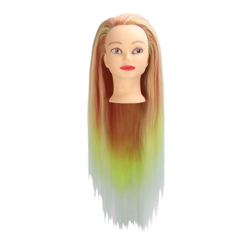 Hairdressing Mannequin Head Synthetic Braiding Hair Hairdresser Head Gradient Orange