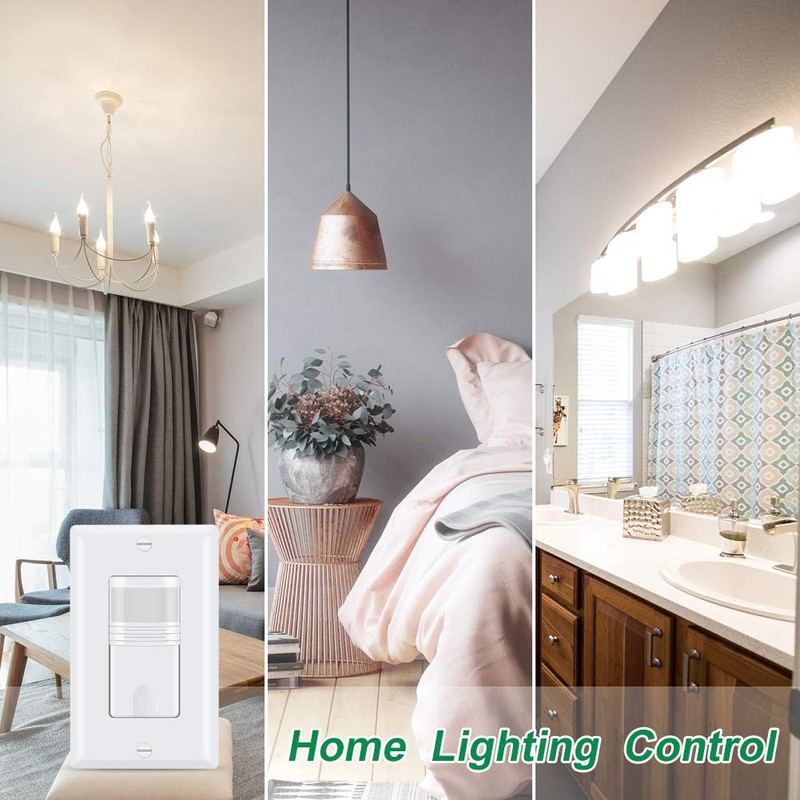 ECOELER Motion Sensor Light Switch, Single Pole in-Wall PIR Infrared