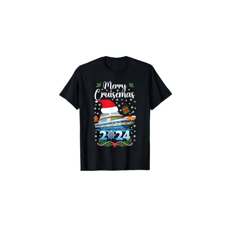 Merry Cruisemas Christmas Cruise with the Family 2024 T-Shirt, black