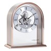 London Clock Arch Top Skeleton Mantel Clock, Rose Gold Case
